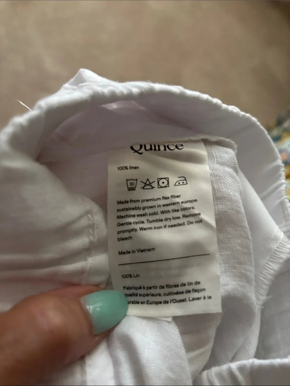 Quince White Linen Elastic-Waist Trousers
